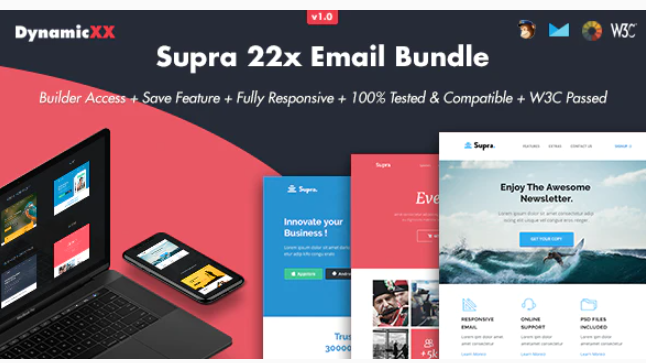 Supra - Pack of 20 Templates + Online Template Builder