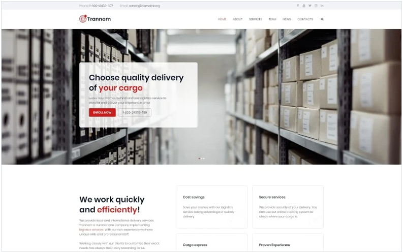 Trannom - Logistics Multipurpose Minimal Elementor WordPress Theme
