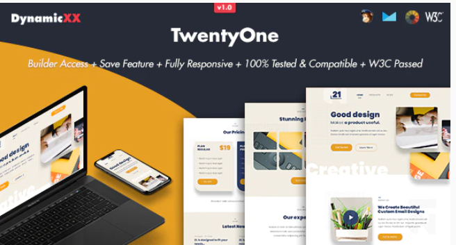 TwentyOne - Responsive Email + Online Template Builder