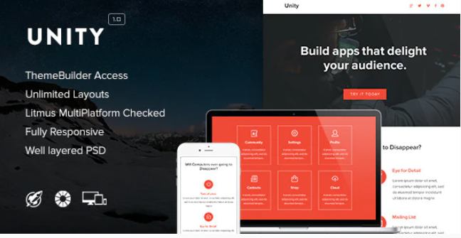 Unity - Responsive Email + Themebuilder Access