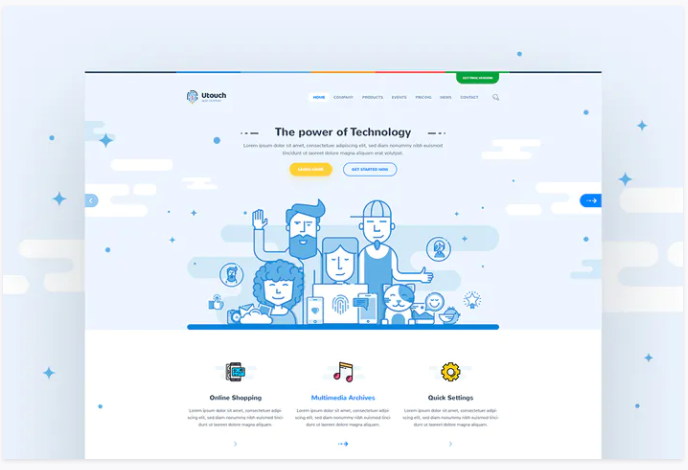 Utouch - App Startup Website PSD Template