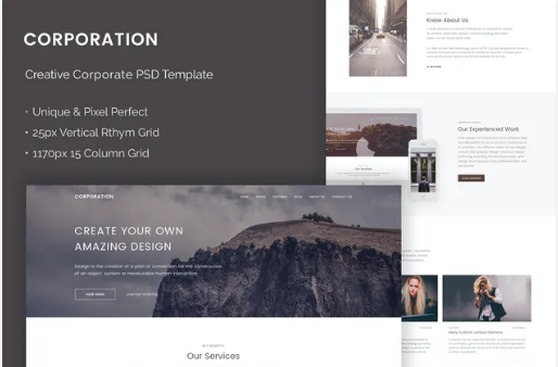 Corporation - Creative Corporate PSD Template