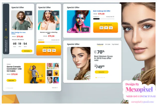 eCommerce Website Widget UI Kit PSD