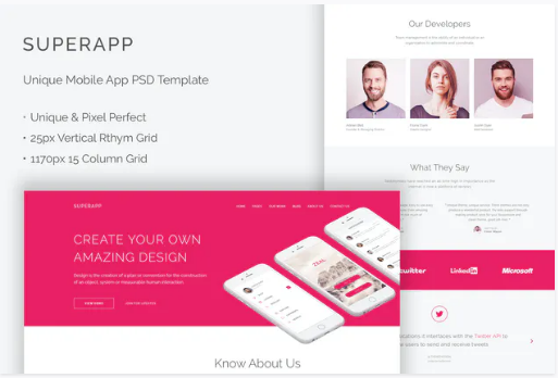 SuperApp - Unique Mobile App Website PSD