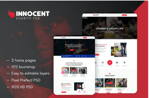 Innocent - Nonprofits Charity PSD Template