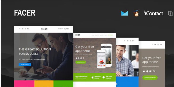 FACER - Responsive E-mail Templates set + Online Access