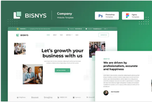 Bisnys Elegant Website Design Template Figma & PSD