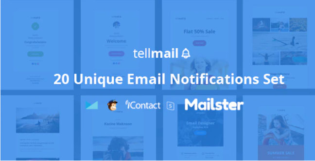 tellmail - 20 Unique Responsive Email Set + Online Access