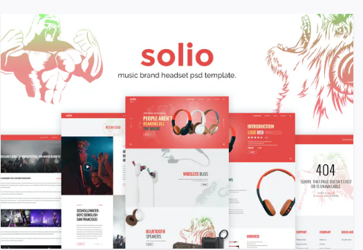 SOLIO - Music Brand Headset PSD Template