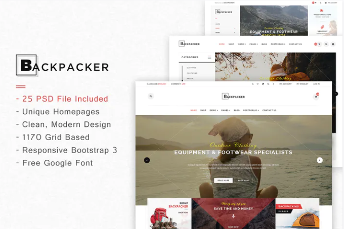BackPacker - Multipurpose eCommerce PSD Template