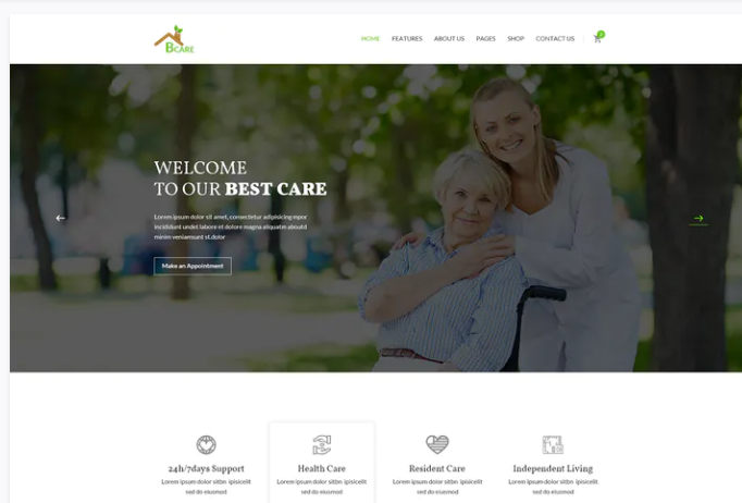 Bcare - Senior Care PSD Template