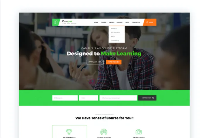Campus - Education, Course & Learning PSD Template