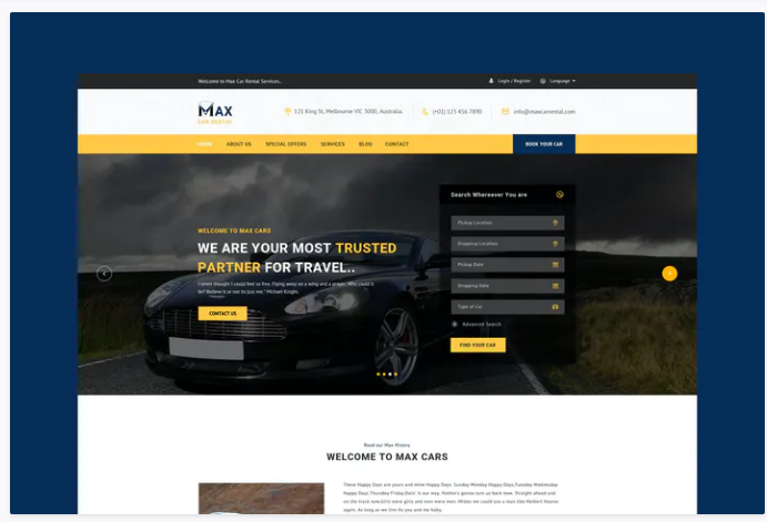 Car Rental PSD Template