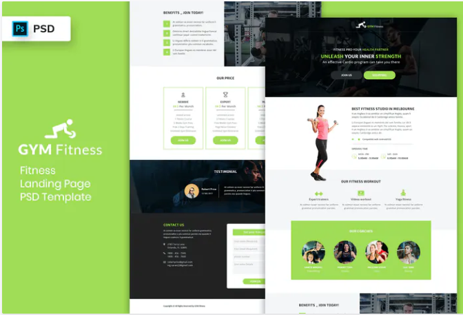 Fitness - Landing Page PSD Template