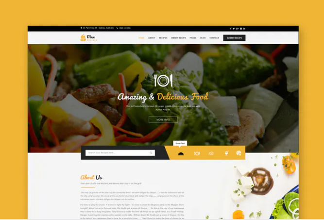Food & Recipes PSD Template