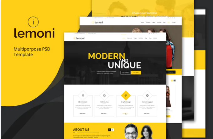 Lemoni - Pixel Perfect & Multipurpose PSD Template