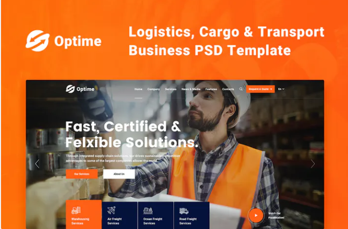 Optime - Logistics, Cargo & Transport PSD Template