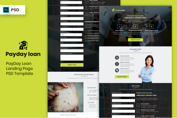 Payday Loan - Landing Page PSD Template