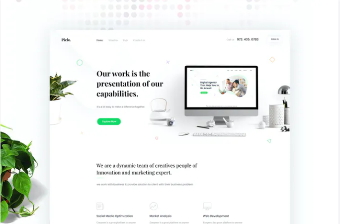 Piclo. Minimal Digital Agency PSD Template