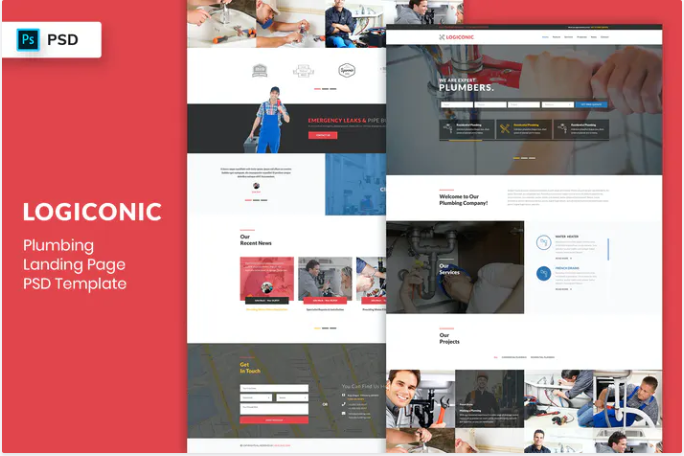 Plumbing - Landing Page PSD Template