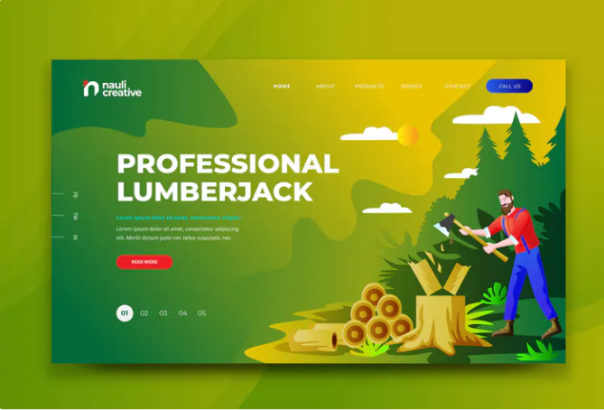 Professional Lumberjack Web PSD and AI Template
