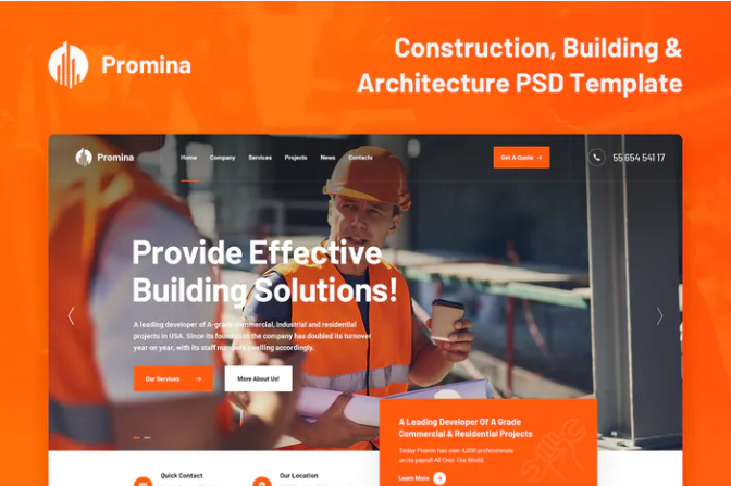 Promina - Construction And Building PSD Template