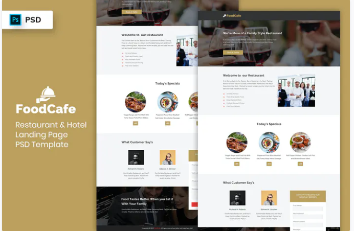 Restaurant & Hotel - Landing Page PSD Template