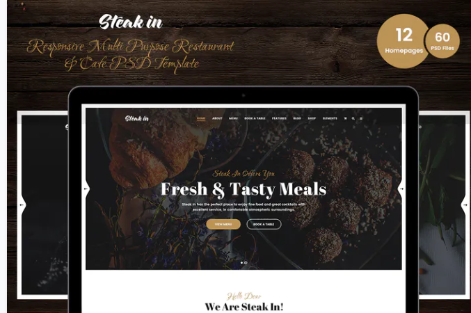 Steak In - Restaurant & Cafe PSD Template