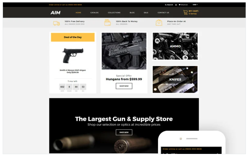 AIM - Weapon Store Modern Shopify Theme