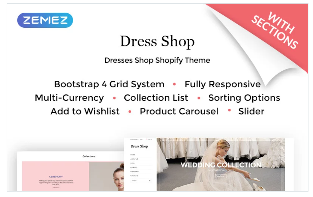 Dress Shop - Sophisticated Wedding Dress Online Shop Shopify Theme