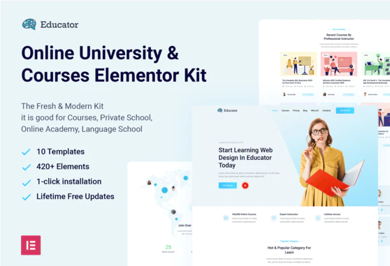 Product Image - Educator – Online University & Courses Elementor Template Kit