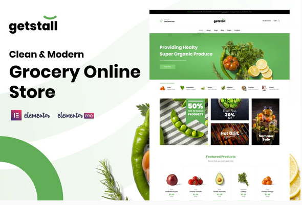 Product Image - Getstall – Grocery Store Elementor Template Kit