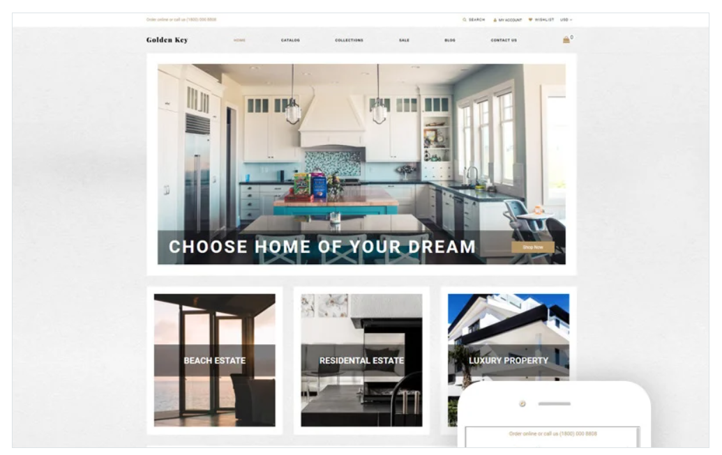 Golden Key - Real Estate Clean Shopify Theme