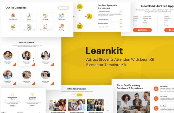 LearnKit - e-Learning Elementor Template Kit