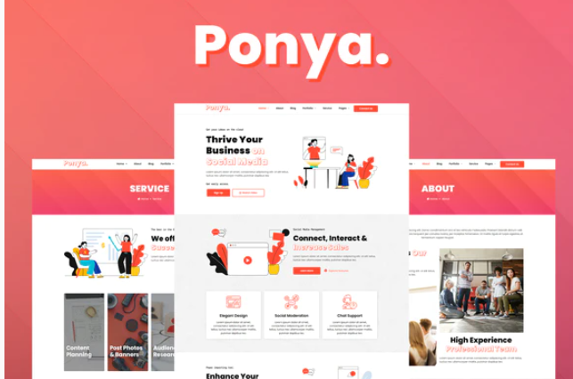 Product Image - Ponya – Social Media Agency Template Kit