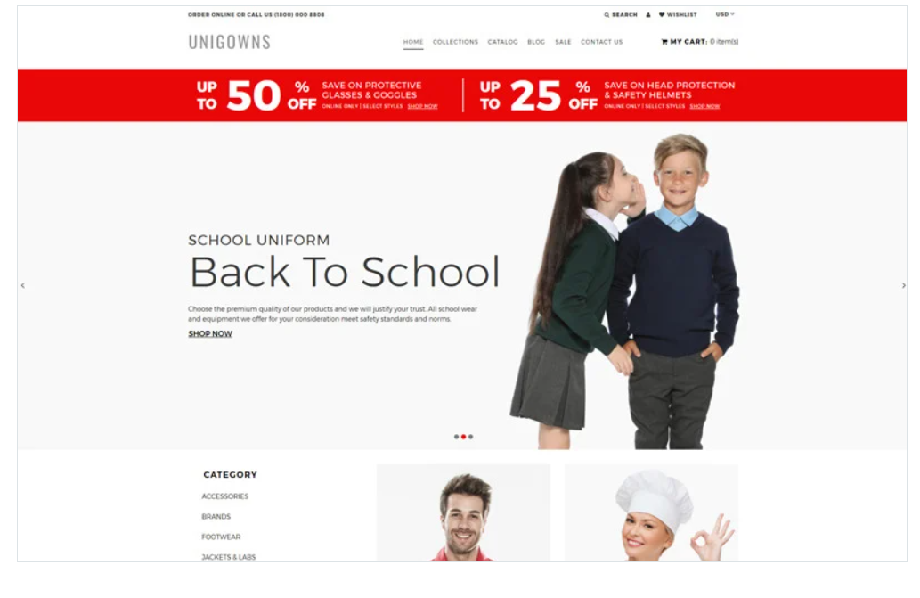 Unigowns - Uniform Store Clean Shopify Theme