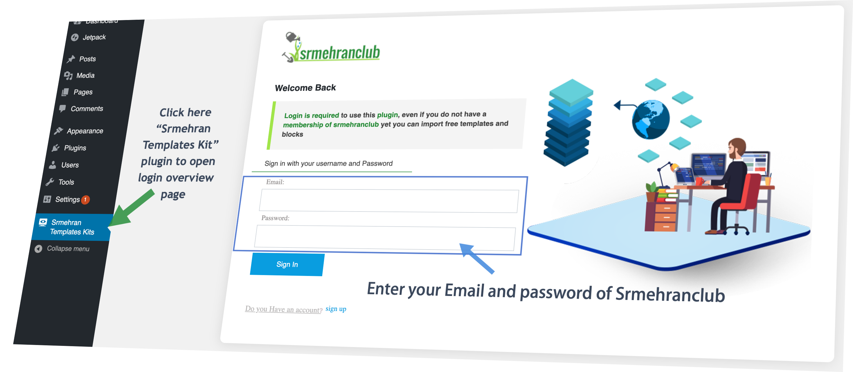Wowgpl Templates Kit – Elementor srmehran template kit login dashboard