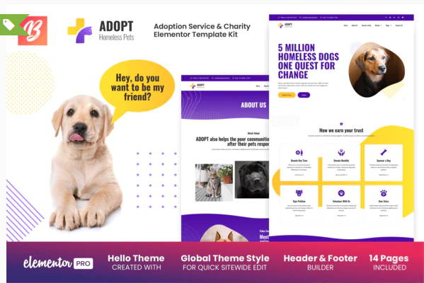 Adopt - Adoption Service & Charity Elementor Template Kit