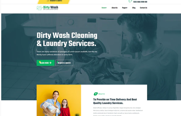 DirtyWash - Dry Cleaning & Laundry Service Elementor Template Kit