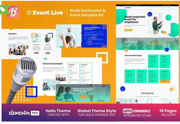 EventLive - Small Conference & Event Elementor Template Kit