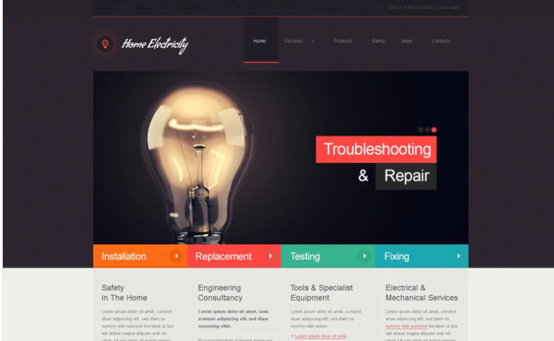 Home Electricity Company Joomla Template