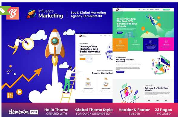 Product Image - Influence Marketing – SEO & Digital Agency Elementor Template Kit