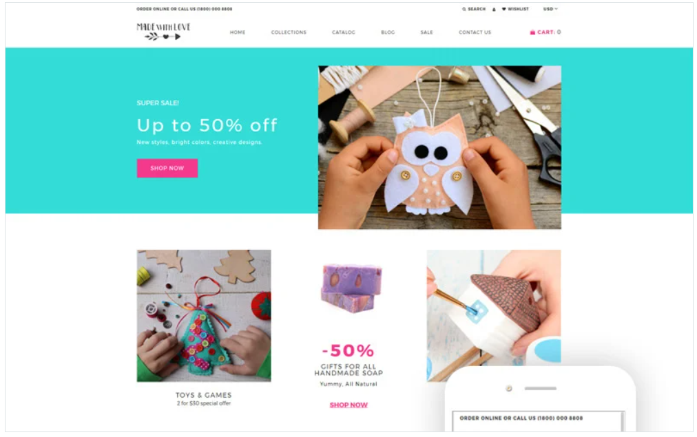 Made with Love - Hobbies & Crafts Creative Shopify Theme