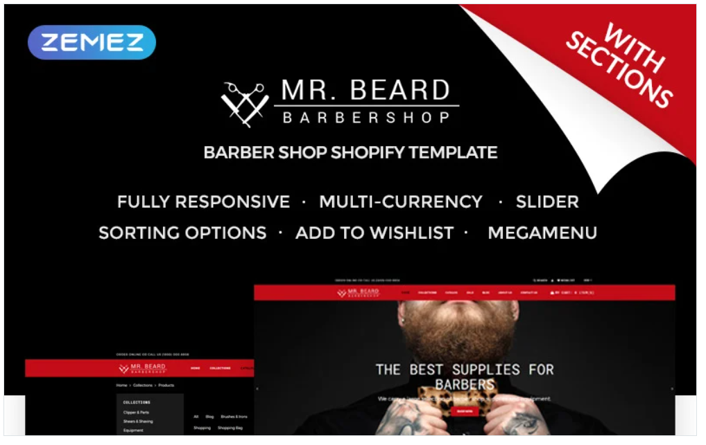 Mr Beard - Brutal Barbershop Shopify Theme