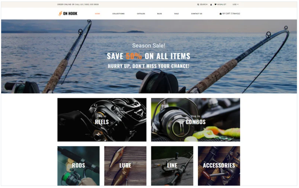 On Hook - Fishing Multipage Clean Shopify Theme