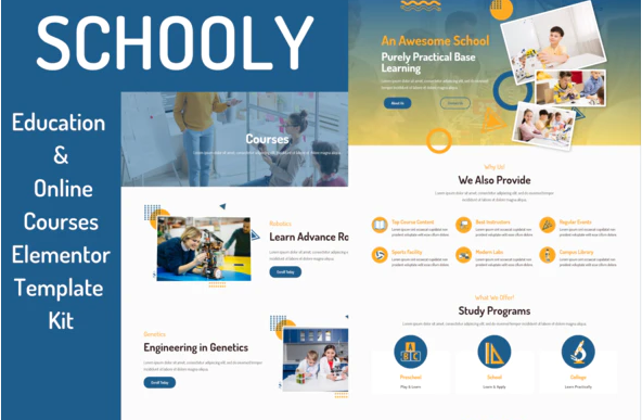 Schooly - Education & Online Courses Elementor Template Kit