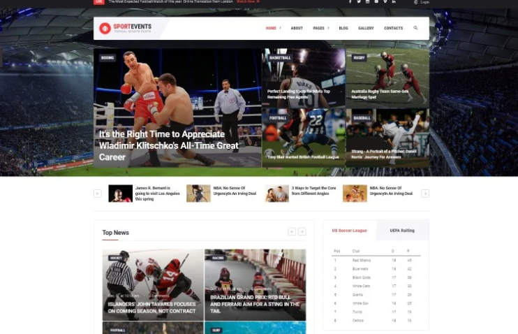 Sport Events - Sports News Joomla Template
