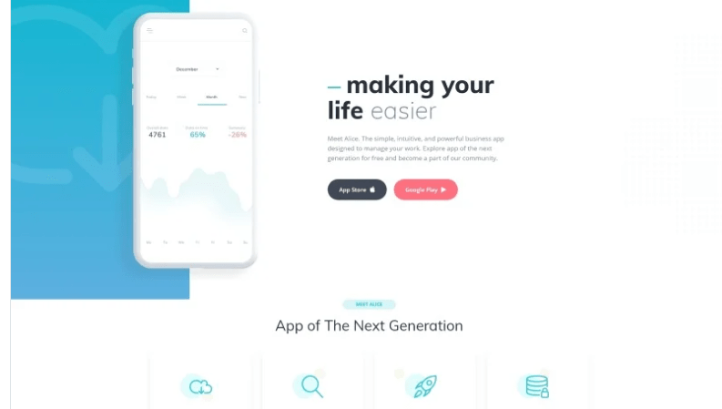 Alice - Mobile App Clean Joomla Template