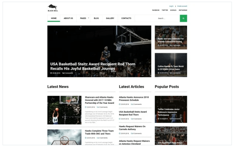 Black Bull - Laconic Sports News Joomla Template