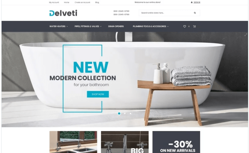 Delveti - Plumbing Supplies Magento Theme